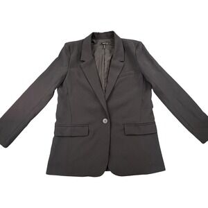 AQUA Women's Black Blazer Jacket Size M One Button‎ Stretch Lined Classic
